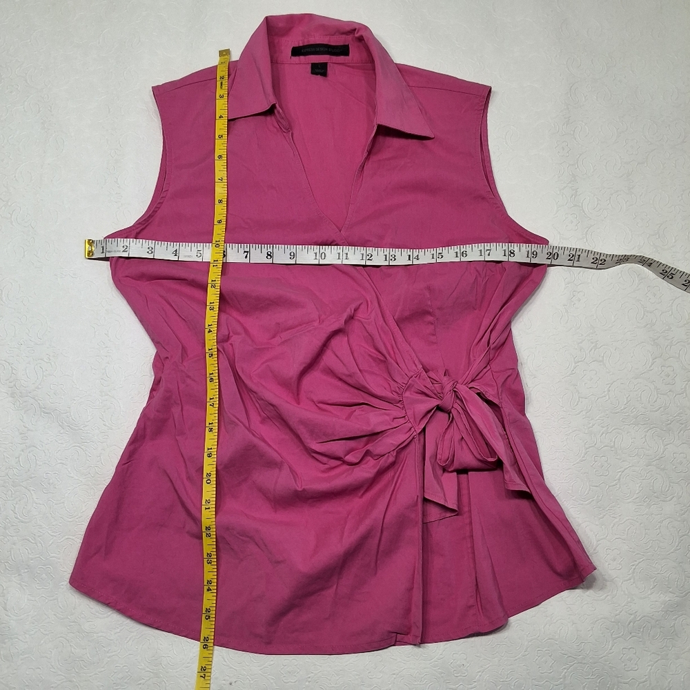 Express Design Studio Top Pink Wrap Shirt Blouse Size L . - Picture 5 of 9